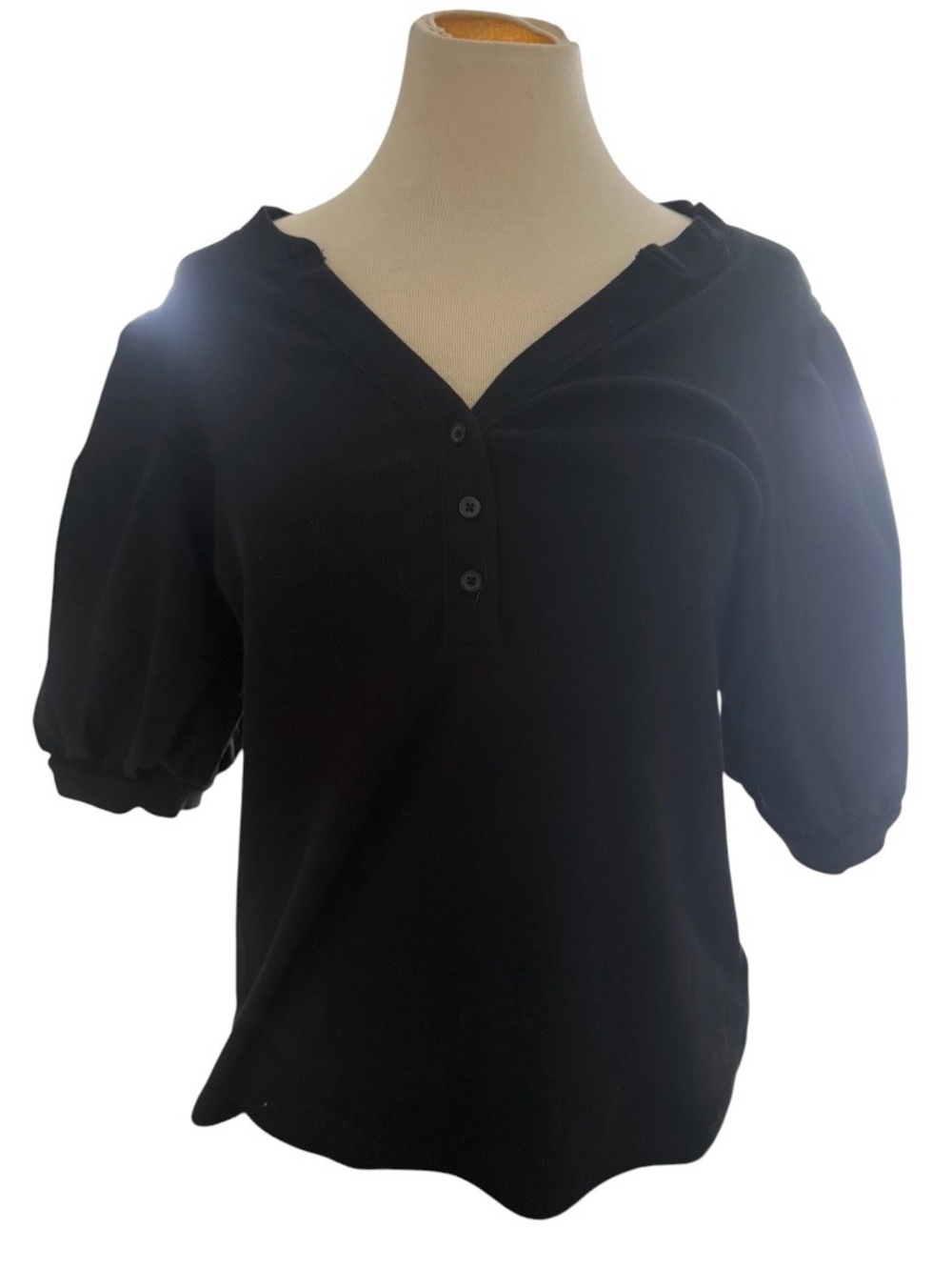 GAP Black Puff Sleeve Henley Tee